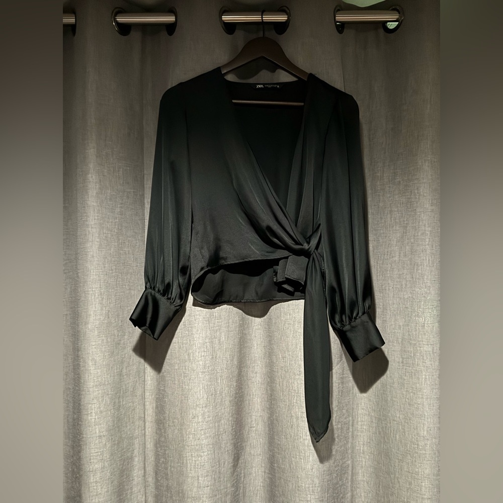 ZARA wrap satin top